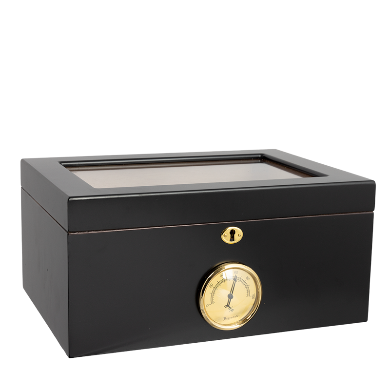 Humidor Supreme Bally Bubinga Humidor w/ Glasstop 60-105 Cigar Capacity w/ 4 Xikar-Boveda 84% Seasoning Packs