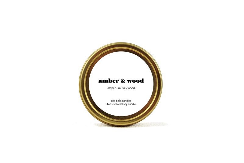 Amber & Wood Soy Candle Tin