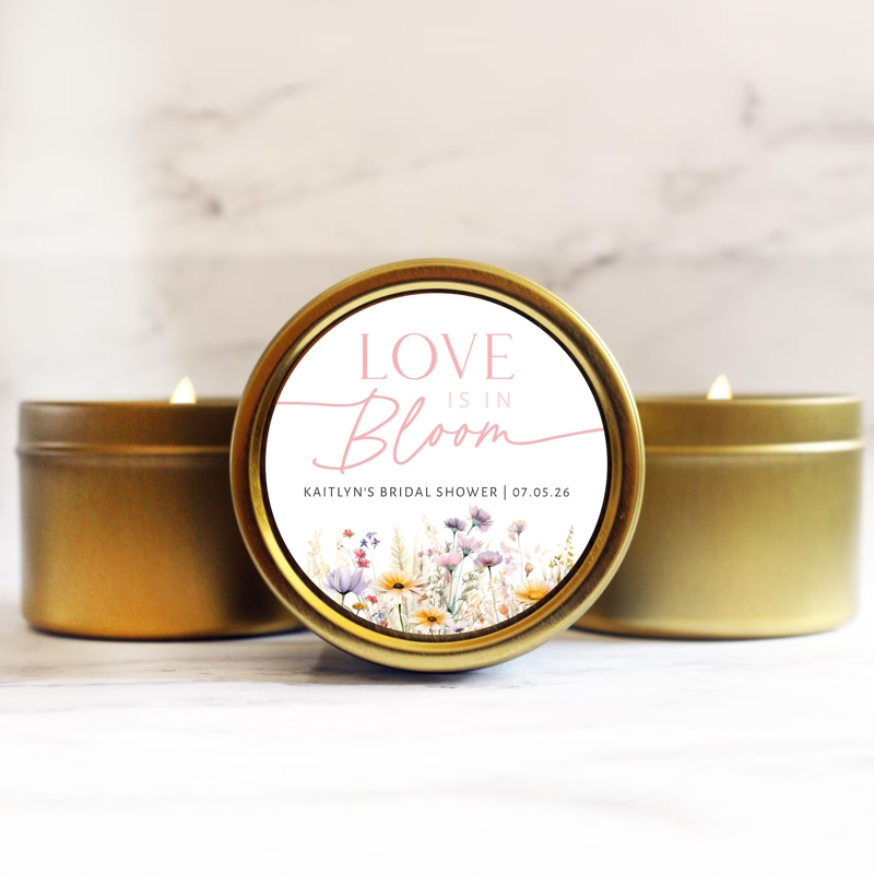 Wildflower Bridal Shower Favors Candles | Love is in Bloom
