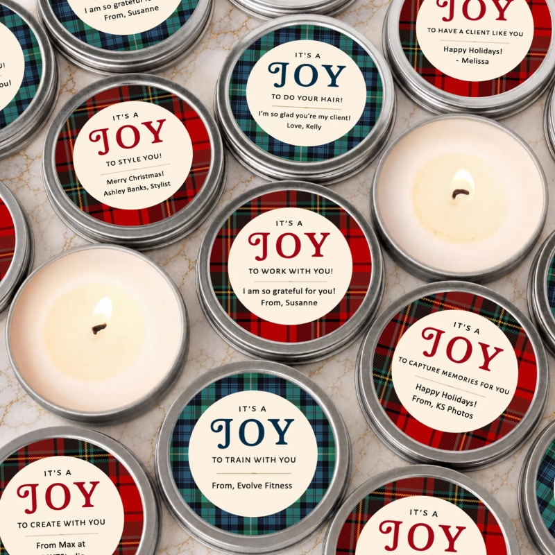 Plaid Joy Bulk Candle Gifts