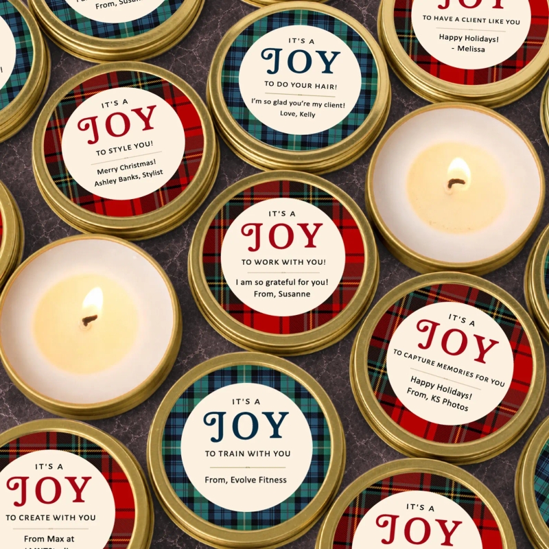 Plaid Joy Bulk Candle Gifts
