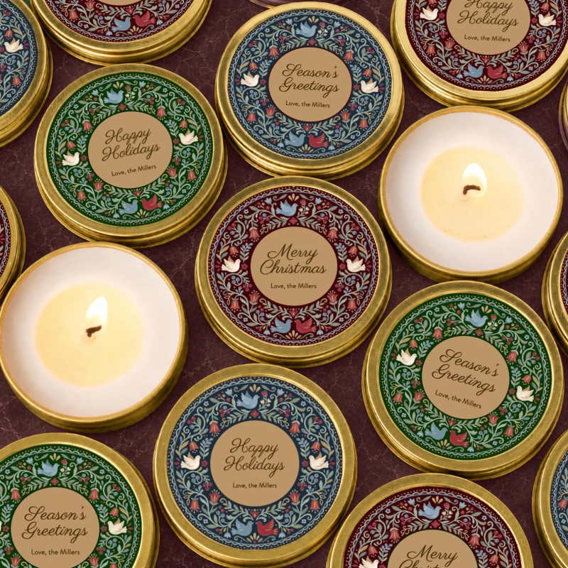 Holiday Folk Art Bulk Candle Gifts