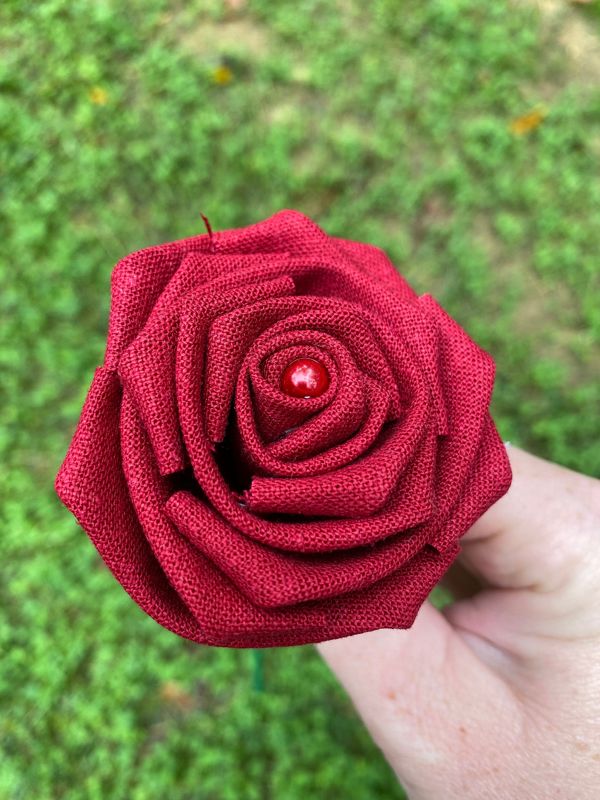 Single Linen Rose with Stick Stem, Build Your Own Bouquet, Custom Flower Bouquet, Rose Bouquet, Gift for Her, 12th Anniversary