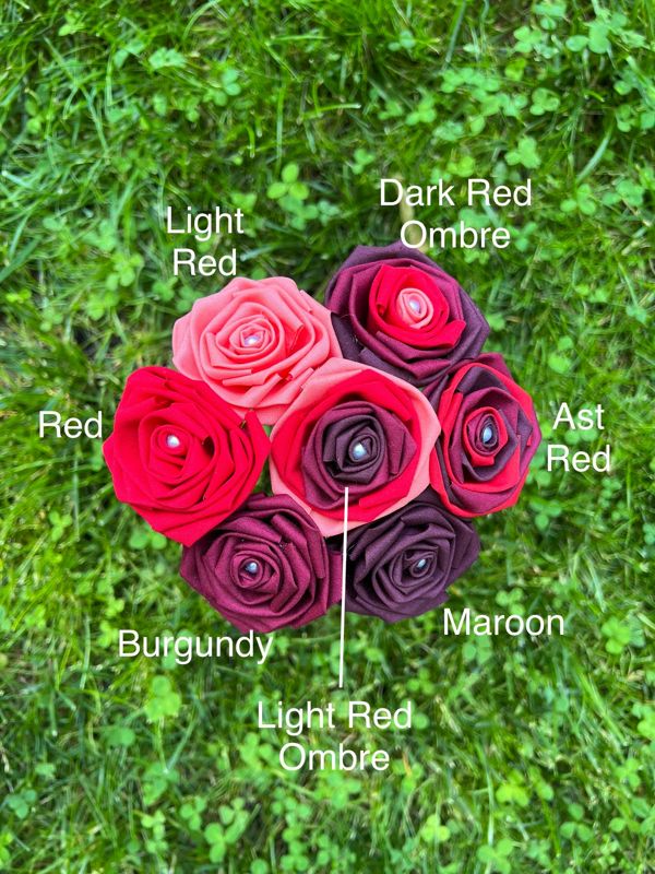 Single Cotton Fabric Rose with Stick Stem, Gift for Her, Second Anniversary Gift, 2nd Anniversary, Cotton Anniversary
