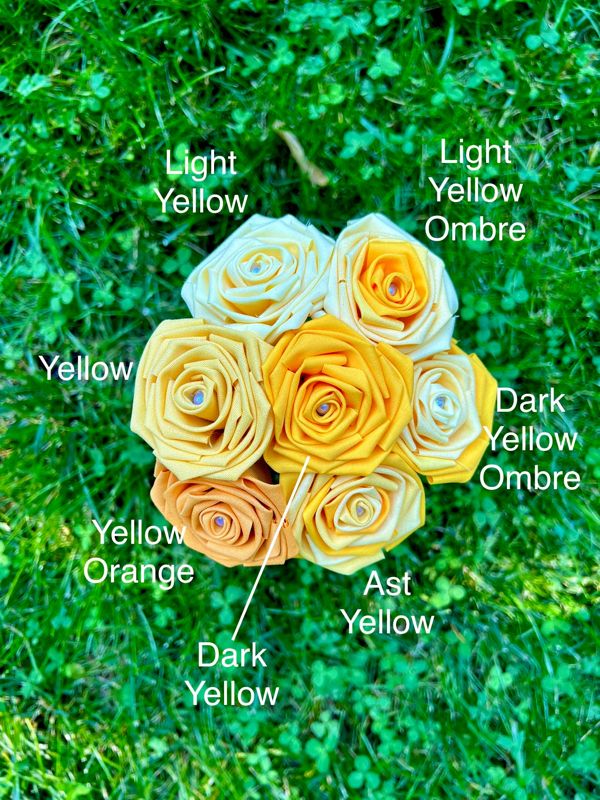 Yellow Cotton Roses with Stems, Yellow Ombré Flower Bouquet, Yellow Rose, Cotton Roses, Cotton Anniversary, Second Anniversary, Gift for Her