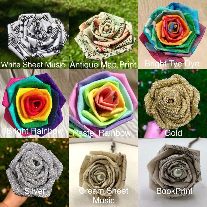Single Fabric Rose with Stick Stem, Build Your Own Bouquet, Custom Flower Bouquet, Custom Rose Bouquet, Gift for Her, Mothers Day Flower