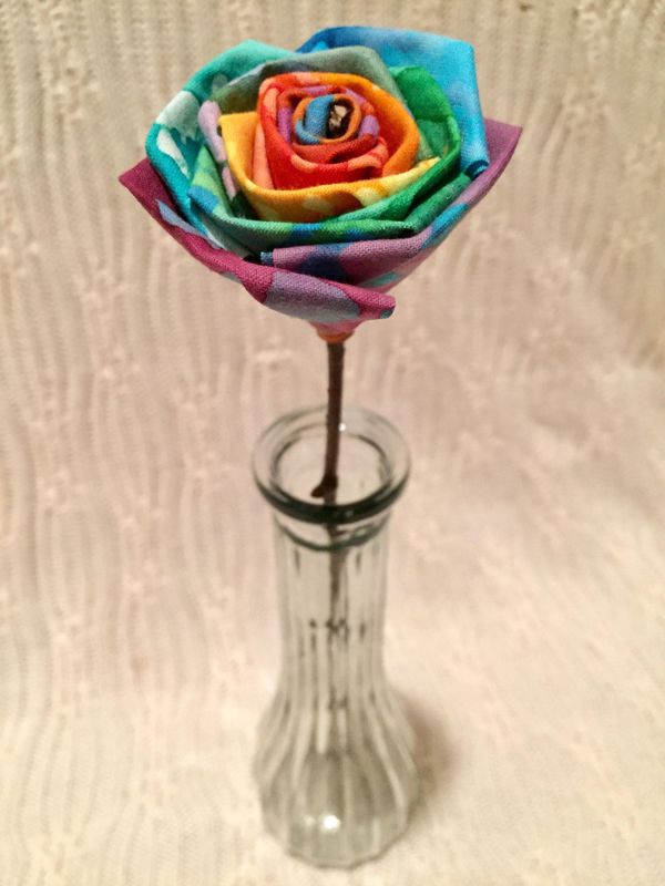 Tye Dye Rainbow Fabric Roses with Stems, Wedding Bouquet, Birthday Gift, Tie Dye Rainbow Roses, Unique Roses, Fabric Flowers
