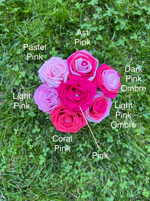 Pink Cotton Roses with Stems, Pink Ombré Flower Bouquet, Pink Rose, Pink Ombré Roses, Cotton Anniversary, Second Anniversary, Gift for Her