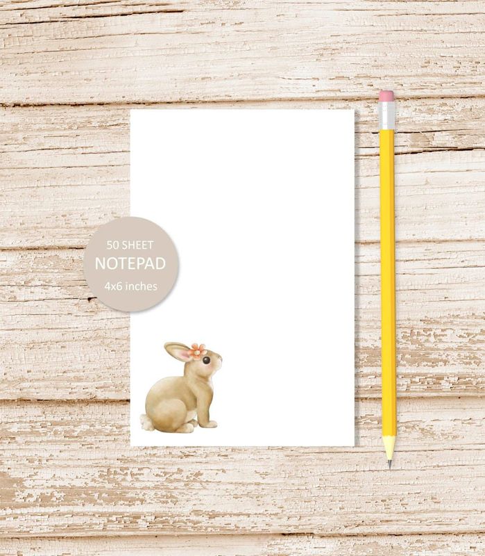 bunny notepad . watercolor spring note pad . Easter girl bunny rabbit stationery . stationary | 4x6 inches