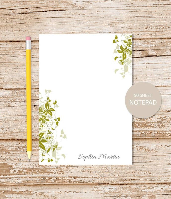personalized notepad . LEAFY EDGE . leaves leaf . ivy notepad . personalized stationery  botanical stationary