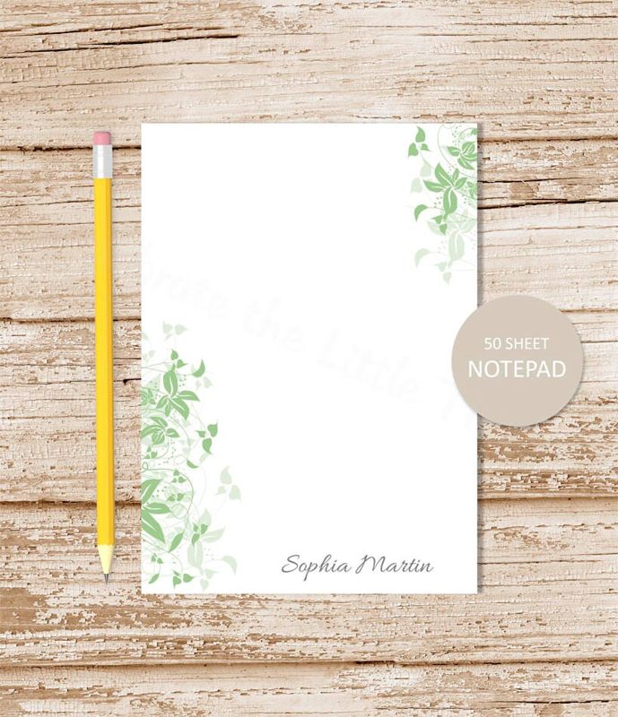 personalized notepad . LEAFY EDGE . leaves leaf . ivy notepad . personalized stationery  botanical stationary