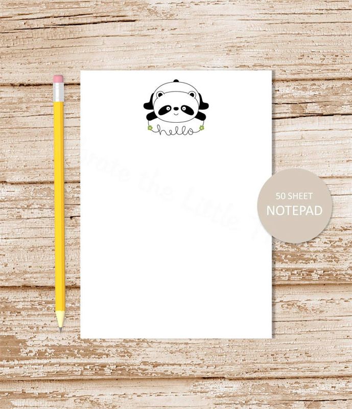 hello PANDA BEAR notepad . note pad . stationery . panda stationary . hello from notepad