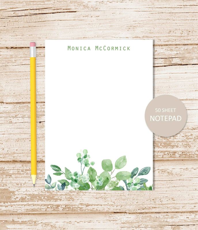 Watercolor Greenery Notepad