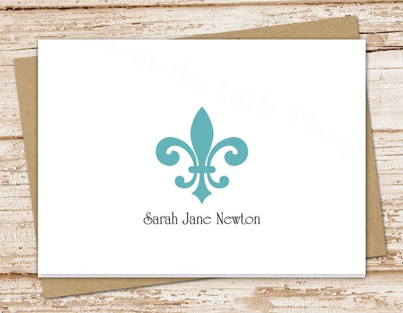 fleur de lis personalized stationery set . notepad + note card set . womens, mens notecards . formal note pad stationary set . gift set
