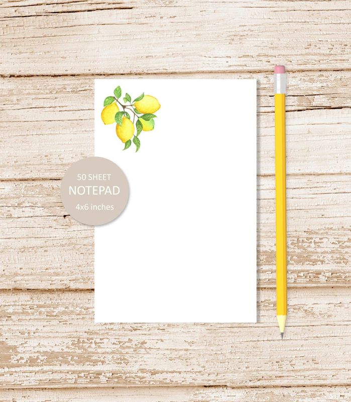 lemons notepad . watercolor lemon note pad . fruit, nature, summer , stationery stationary | 4x6 inches