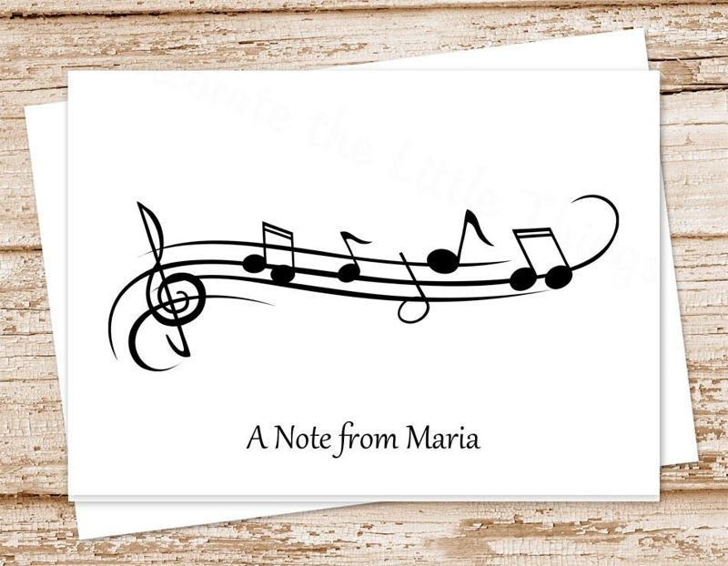 personalized music stationery set . music notes notepad + note card set . notecard note pad stationary . musician music teacher gift set