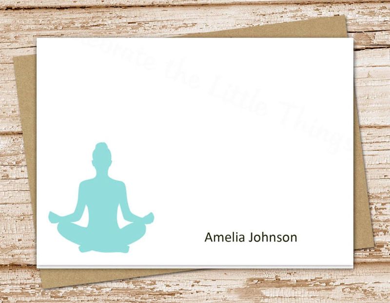 personalized yoga stationery set . yoga meditation notepad + note card set . girls notecard note pad stationary . yoga teacher gift set