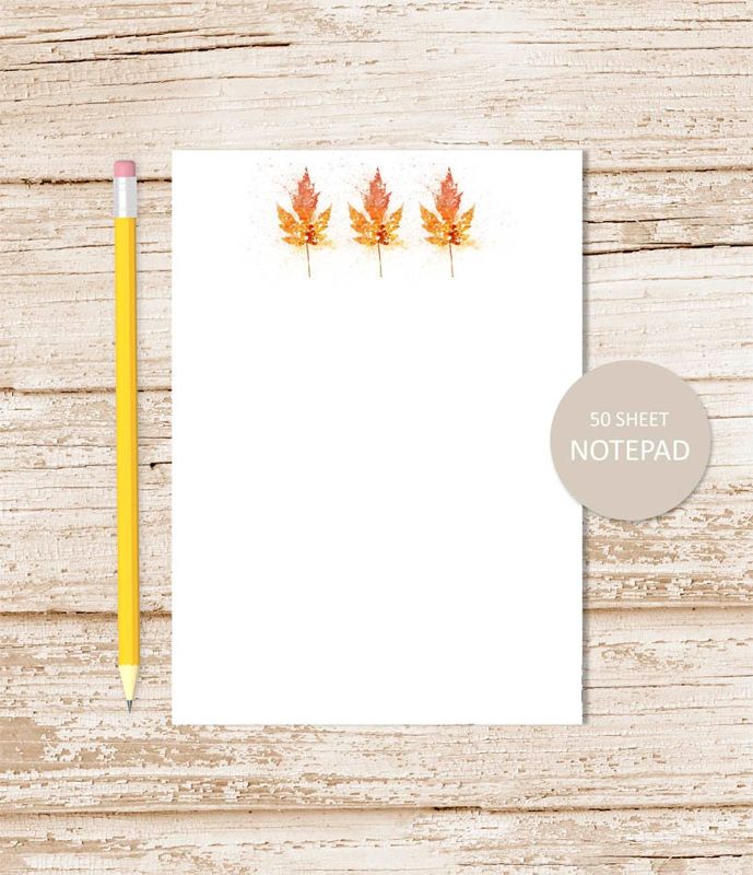 autumn leaves stationery set . watercolor fall notepad + note card set . notecards note pad . leaf nature, fall stationary gift set