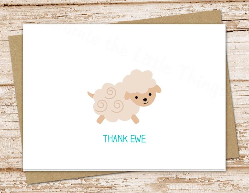 baby thank you cards . sheep note cards . thank ewe . folded cards . stationery . stationary . notecards . set of 10