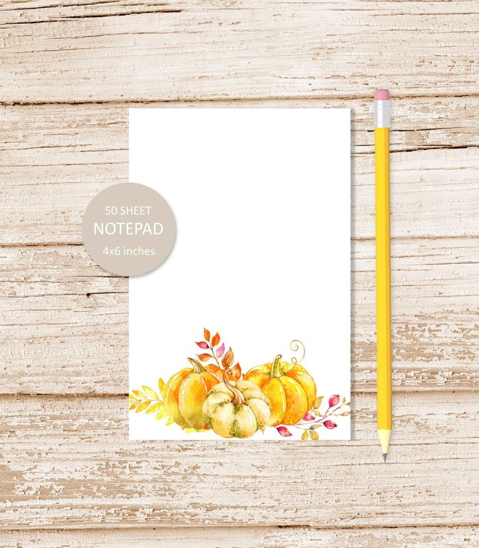 pumpkins notepad . watercolor pumpkin note pad . autumn fall stationery . stationary | 4x6 inches