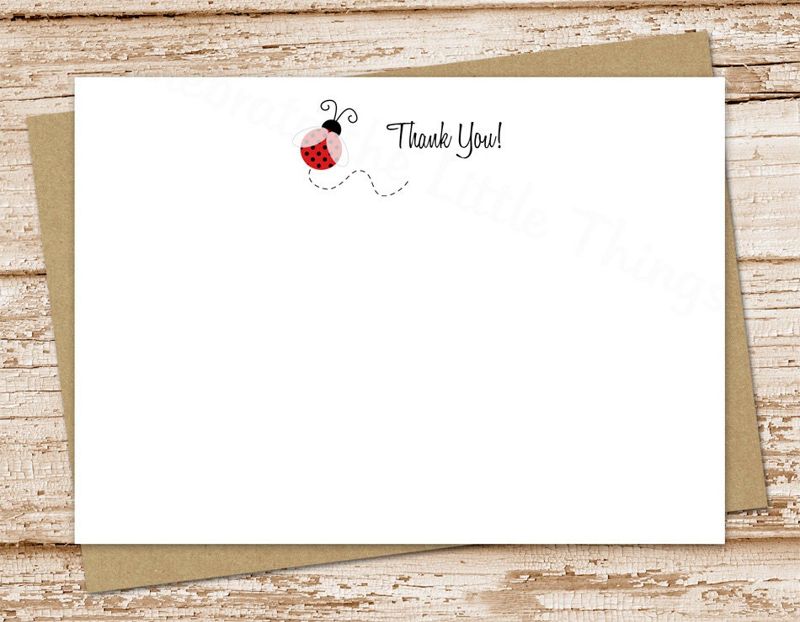 ladybug thank you cards . red ladybug note card . FLAT notecards . stationery . set of 12
