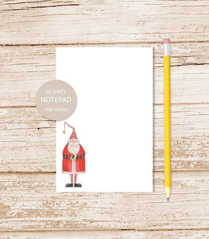 Santa notepad . watercolor Christmas note pad . wish list . to do list, stationery . stationary . | 4x6 inches