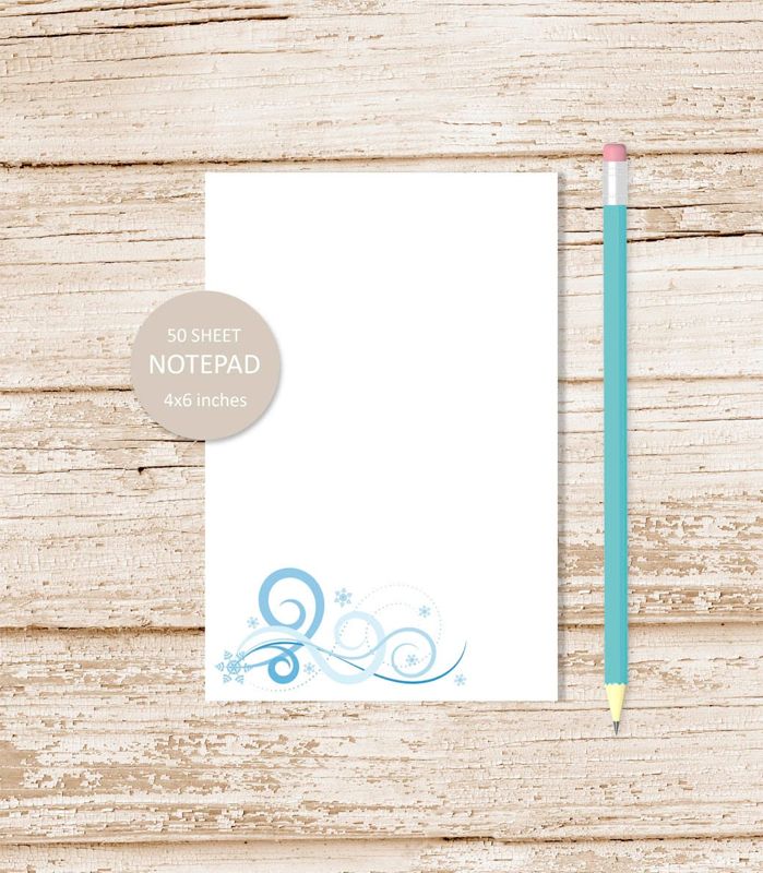 snowflake notepad .  snowflake note pad .  swirling snow, winter stationery | 4x6 inches