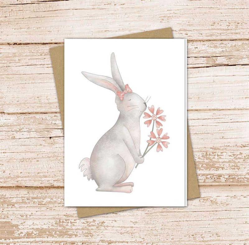 Watercolor Bunny Card Set