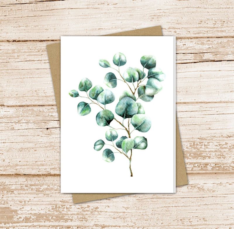 eucalyptus card set .  watercolor eucalyptus note cards . silver dollar eucalyptus. blank cards notecards . folded stationery, stationary
