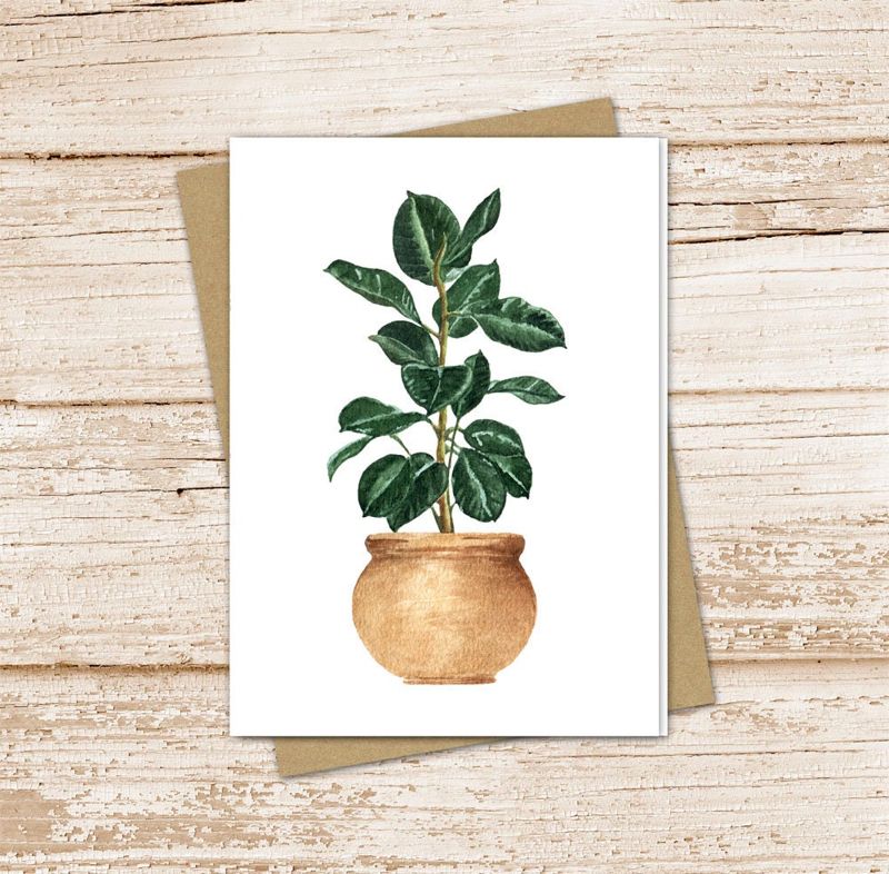house plant card set .  watercolor plant note cards . indoor plants . blank cards . folded stationery