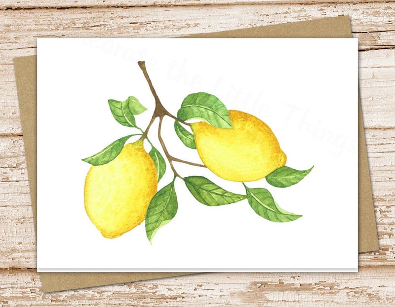 lemons card set . watercolor lemon cards . greeting cards notes . fruit, nature, leaves, tree branch .  folded stationary . blank cards set