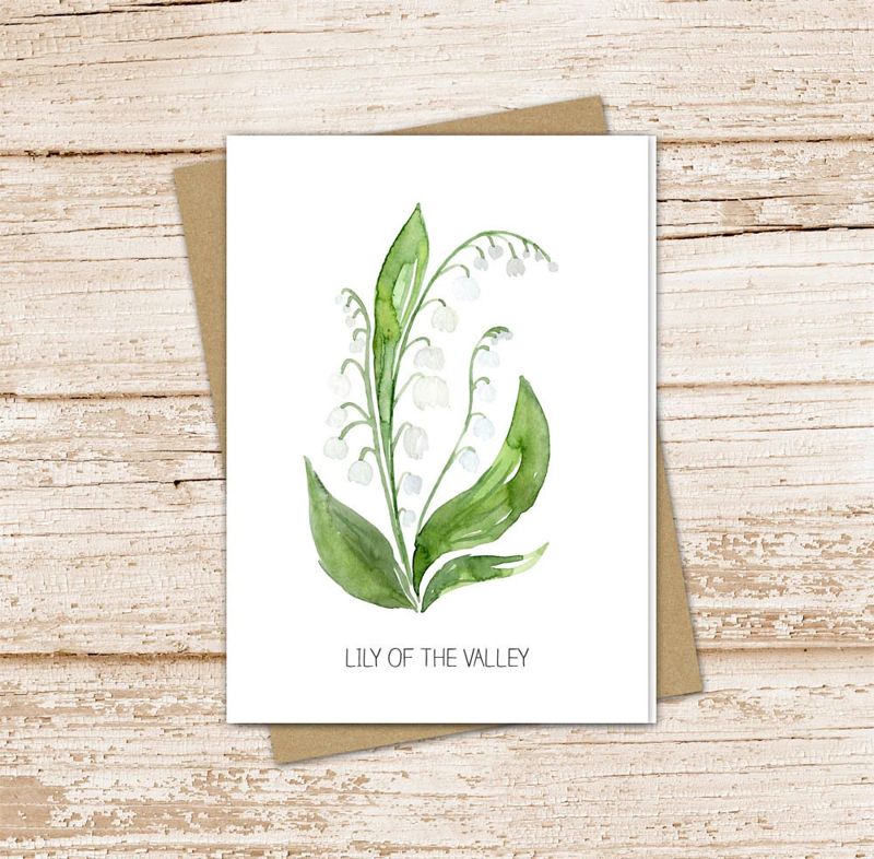 lily of the valley card set . watercolor flowers . may birth month . floral note cards . nature garden . blank cards, folded stationery