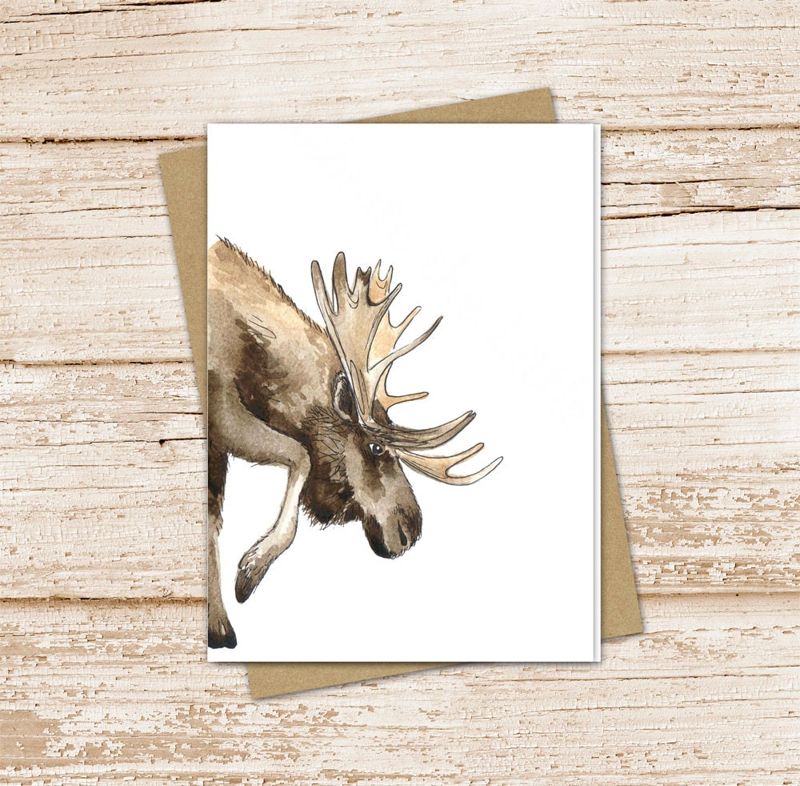 moose card set .  watercolor moose note cards . elk animal wildlife . blank cards notecards . folded stationery . thank you . stationary set