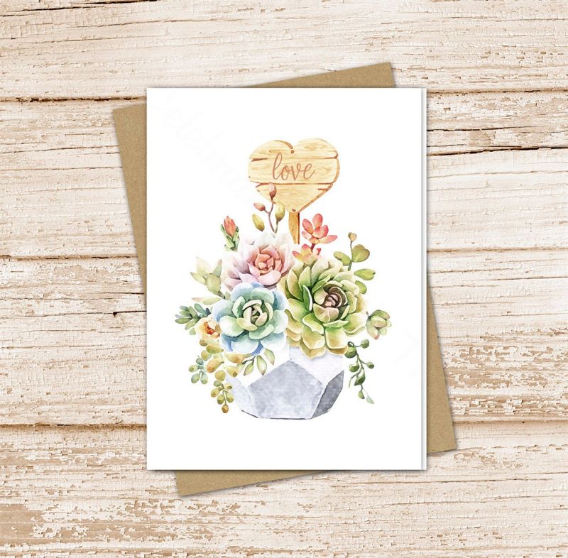 succulent card set .  love cards . watercolor succulents note cards . floral, nature . blank note cards . folded stationery stationary set