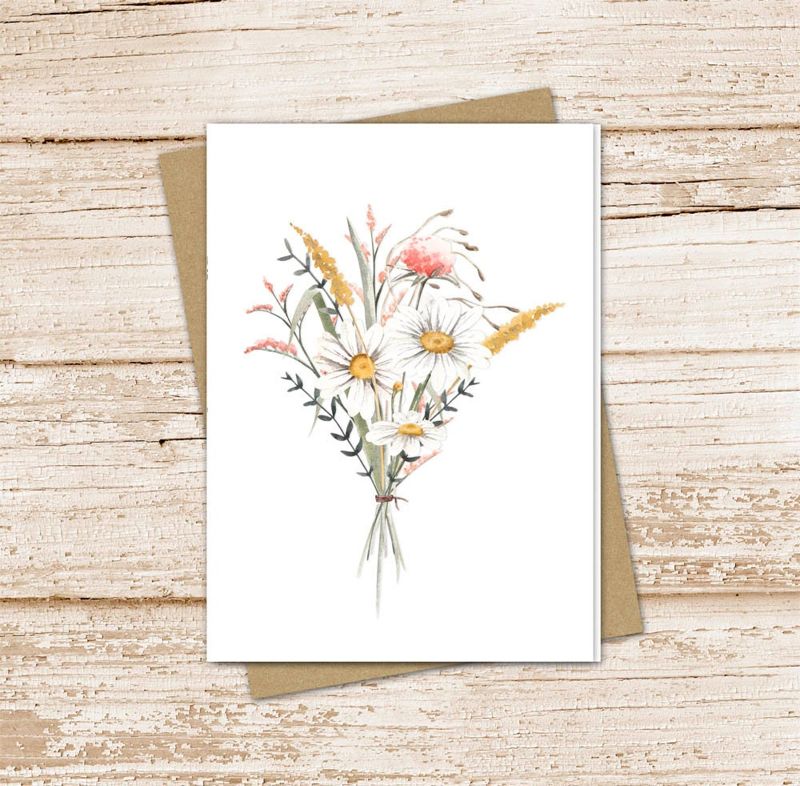 summer meadow flowers card set .  watercolor chamomile daisy daisies . note cards floral, botanical . blank cards . folded stationery set