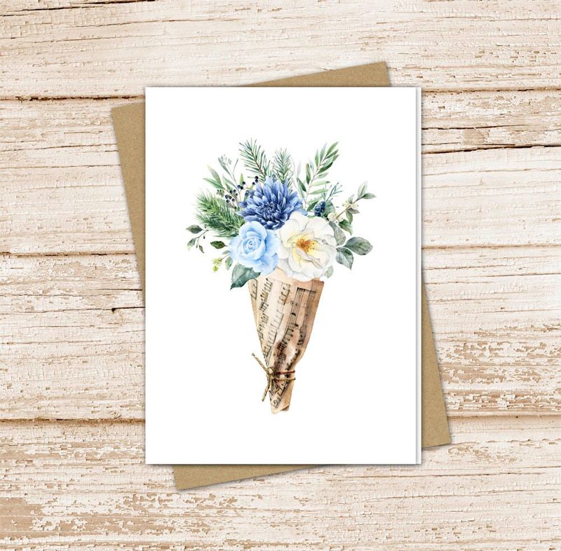 Winter Flower Bouquet Card Set