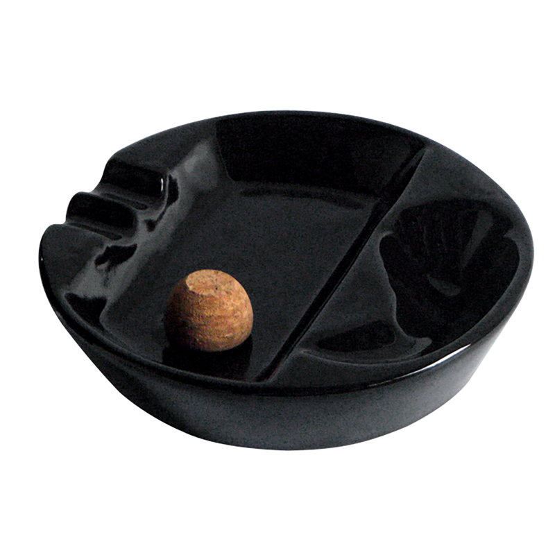 Ceramic Pipe Ashtray Black 2 DOUBLE RACK - ACROSS