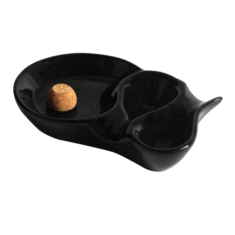 Ceramic Pipe Ashtray Black 2 DOUBLE RACK - ACROSS