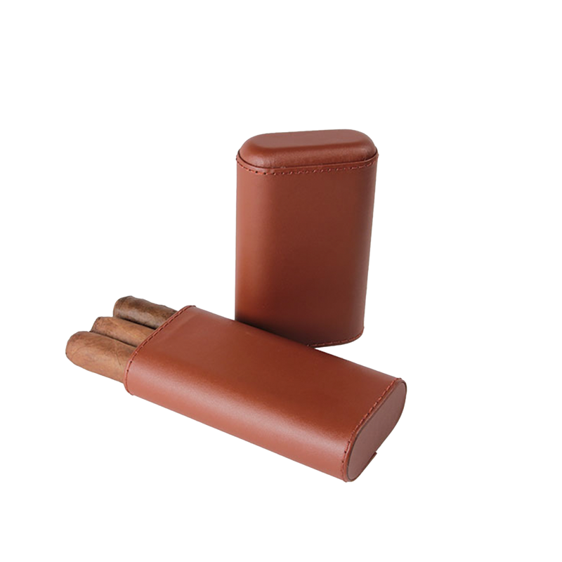 Three-Cigar Leather Case Black 3 FINGER