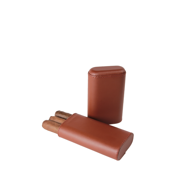 Three-Cigar Leather Case Black 3 FINGER