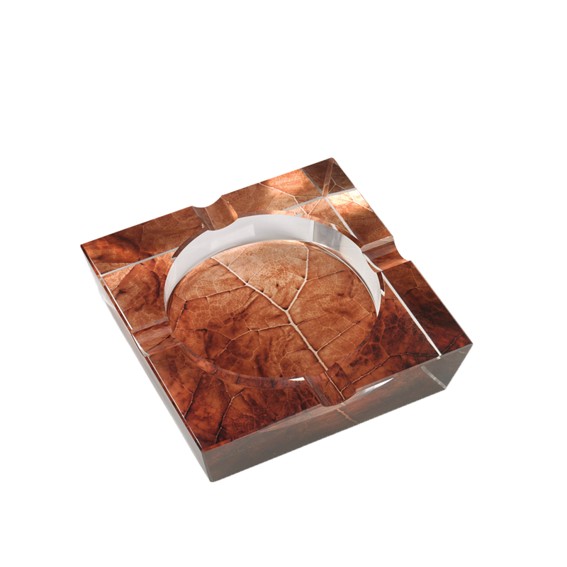 Quality Importers Crystal Cigar Ashtray Black SQUARE