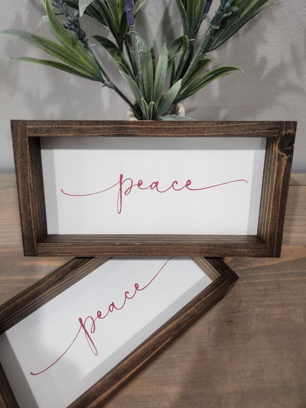 PEACE FRAMED SIGN 7X3.5