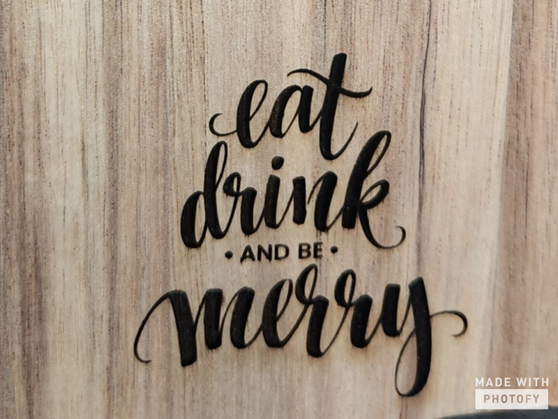 Eat Drink and Be Merry Christmas Tree Charcuterie Board - Script Font