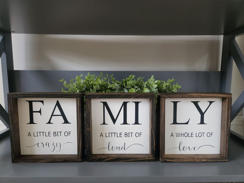 3 Piece Framed Family Sign