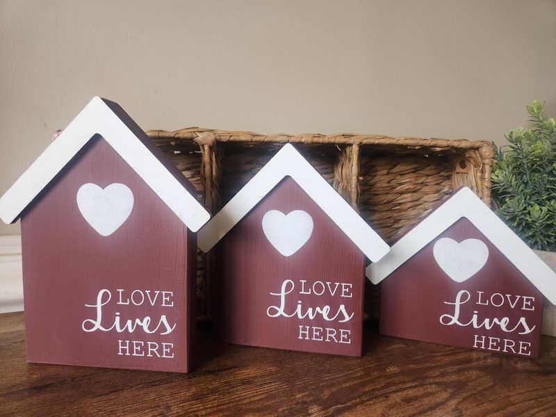 Love Lives Here House - Burgandy Color