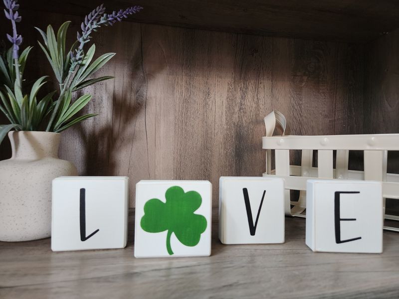 LOVE Free Standing Block Set - Heart and Shamrock