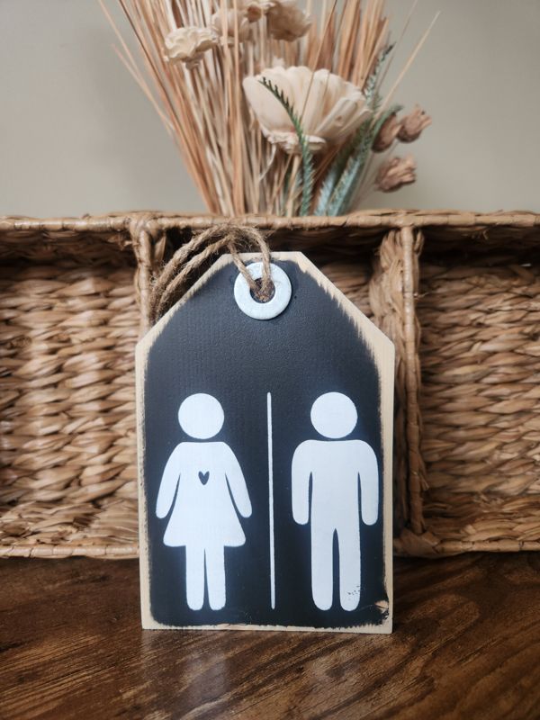 Rest Room People Wood Tag/Sign