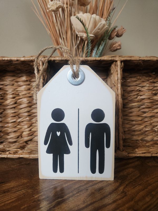 Rest Room People Wood Tag/Sign