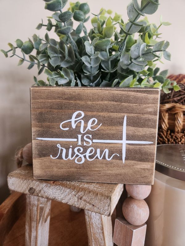 He Is Risen with Cross Sign