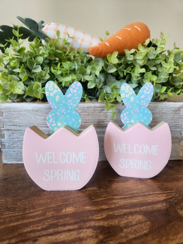 Welcome Spring Easter Decor - Flower Bunny